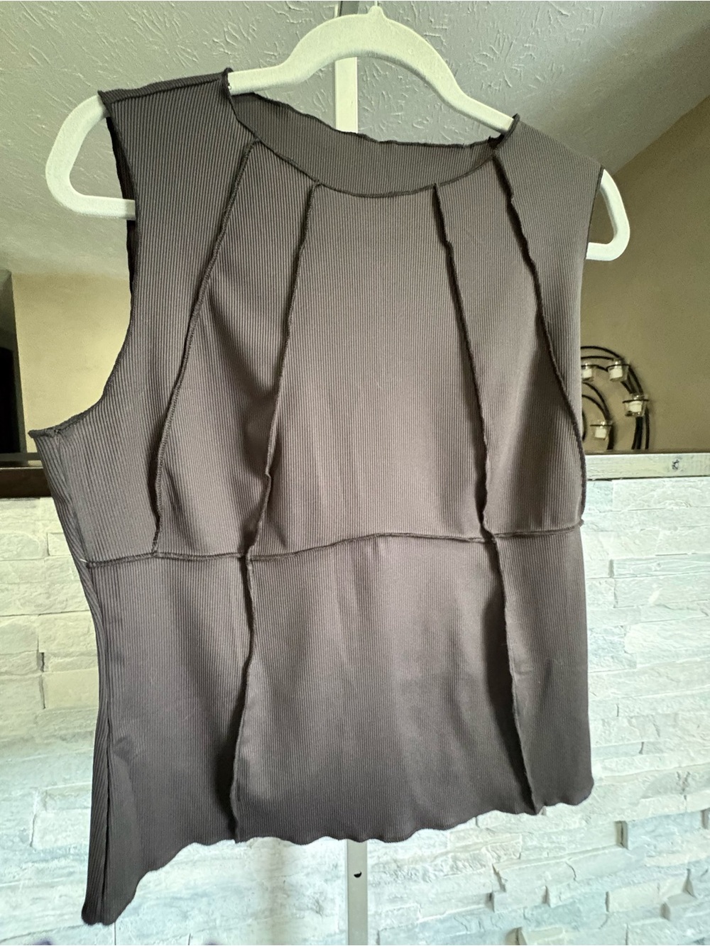 Sleeveless Panel Detail Women’s Top - Black
